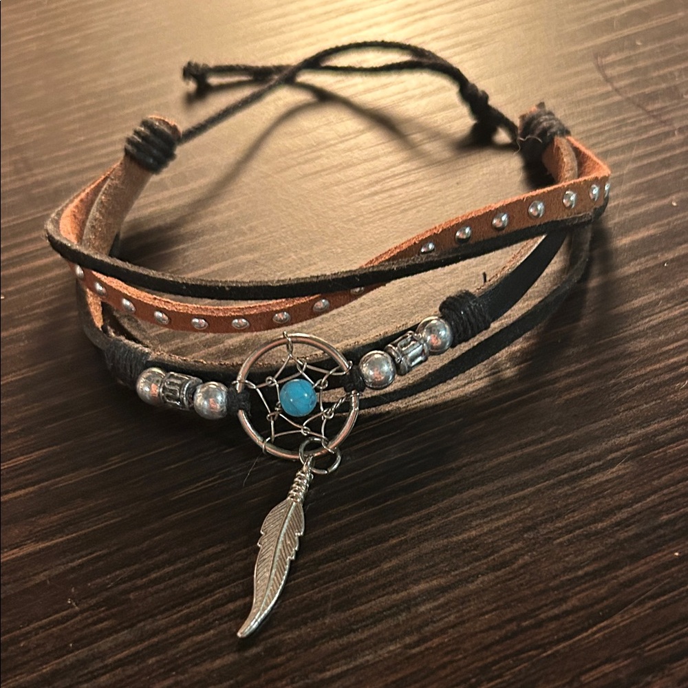 Bohemian Dreamcatcher Bracelet with Feather Charm Bracelet